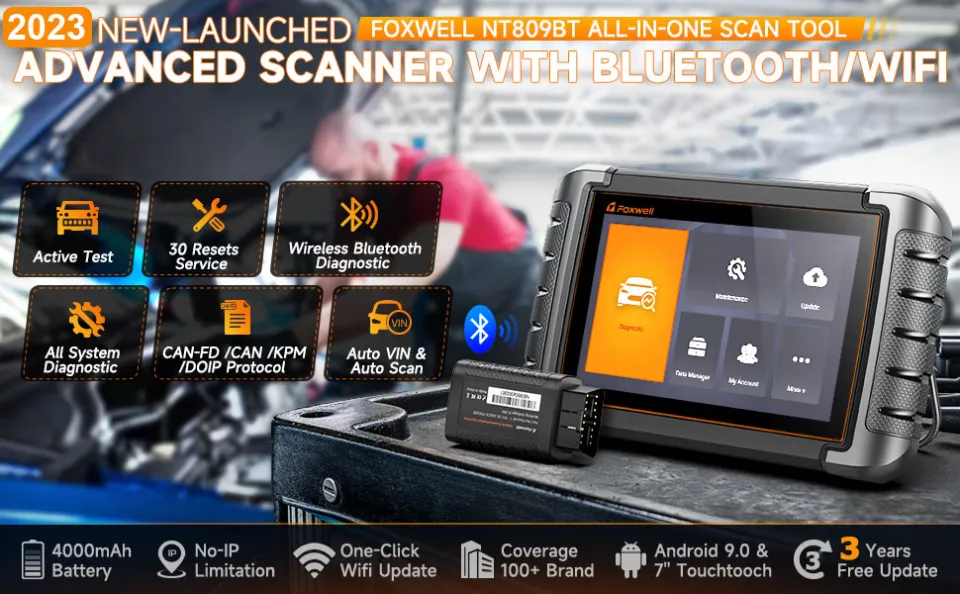 FOXWELL NT809BT OBD2 Bluetooth Scanner Bi-Directional Test CANFD