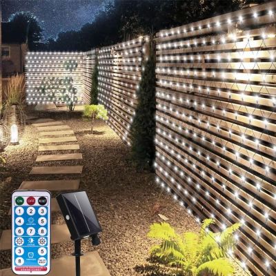Solar Powered Net Light Mesh Fairy Light Waterproof Garland With 8 Modes Timer Christmas Decorations For Home 3M X 2M