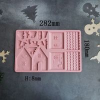 Building Block House Christmas Chocolate Mold Silicone Mould Gingerbread House Cookie Mold For Cake Fudge Christmas Decoration Bread Cake  Cookie Acce