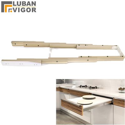 Simpler  flat push type Concealed folding drawer slides  &nbsp;Aluminum telescopic table guide rail &nbsp; Flat push folding desk hinge Door Hardware Locks