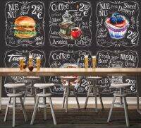 ┋ Commercial wallpaper Blackboard style fast food restaurant cafe background wall