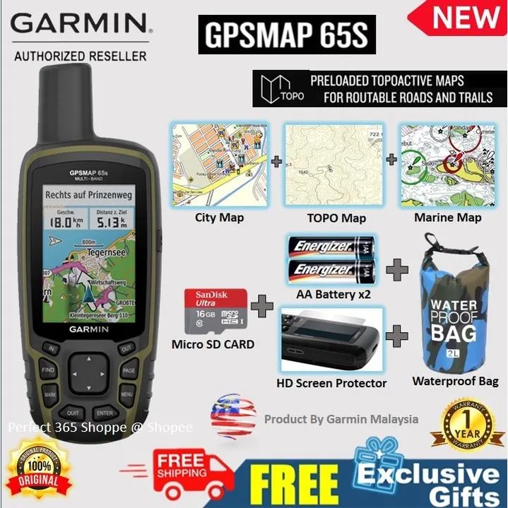 🇲🇾 Garmin GPSMAP 65S Outdoor Handheld Multiband Satellite GPS Sea