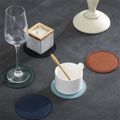 【CW】㍿△  10CM Leather Coaster Round Non-slip Cup Insulation Pan Bowl Table Accessories