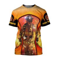 2023 NEWPLstar Cosmos 3D พิมพ์นักผจญเพลิง Firemen Fire Hero ผู้ชายและผู้หญิง Harajuku Streetwear ตลกแขนสั้นเสื้อยืด