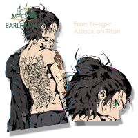 EARLFAMILY สติกเกอร์ลายสักลายแบบกอธิค Eren Jaeger,สติกเกอร์อะนิเมะผ่าพิภพไททันโจมตีแฟนอาร์ตรูปลอกหน้าต่าง JDM การ์ตูนสติ๊กเกอร์ตกแต่งแล็ปท็อปสติกเกอร์แอบมอง