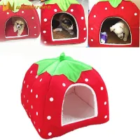 Soft Strawberry Pet Dog Cat House Kennel Doggy Fashion Cushion Basket