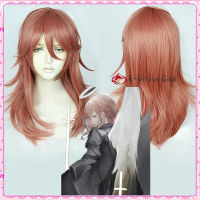 Angel Devil Cosplay Wig Anime Chainsaw Man Dark Orange Long Cosplay Heat Resistant Hair Halloween Party Role Play Wigs + Wig Cap