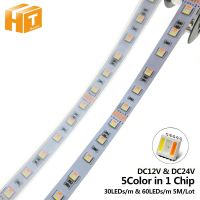 RGBCCT LED Strip 5050 12V / 24V 5 Color in 1 Chips RGB+WW+CW 60 LEDs/m 5m/lot RGBW LED Strip Light 5m/lot.