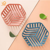 SNAIL LIFE Creative Plastic Fruit Plate Geometric Hollow Vegetables Snacks Storage Tray Red Blue Basket Home Kitchen Supplies