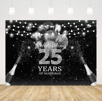 Happy 25th Birthday Balloons Black Set Decor - Cheers to 25 Years Old Party Theme Garland Banner Backdrop Decorations for Women and Men Supplies