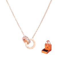 OLEVS Kalung Wanita Anti Karat Titanium Simple Aesthetic Style Cincin Shape Diamonds Rose Gold Pendant Necklace Pink Lady GX1766 【BYUE】