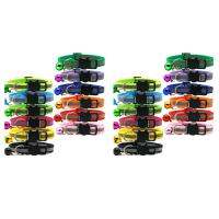 24 Pcs Reflective Cat Collars Quick Release Safety Buckle with Bell Adjustable 19-32cm (12 Colors)