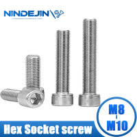 NINDEJIN สกรูหัวจมรูปหกเหลี่ยมฝาครอบหัวสกรู M8 M10สแตนเลส Allen Bolt DIN912 Hex สกรู Key