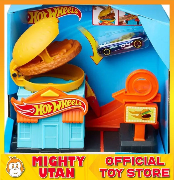 [Original] Hot Wheels City Downtown Playset - Burger Dash Toys for Boys ...