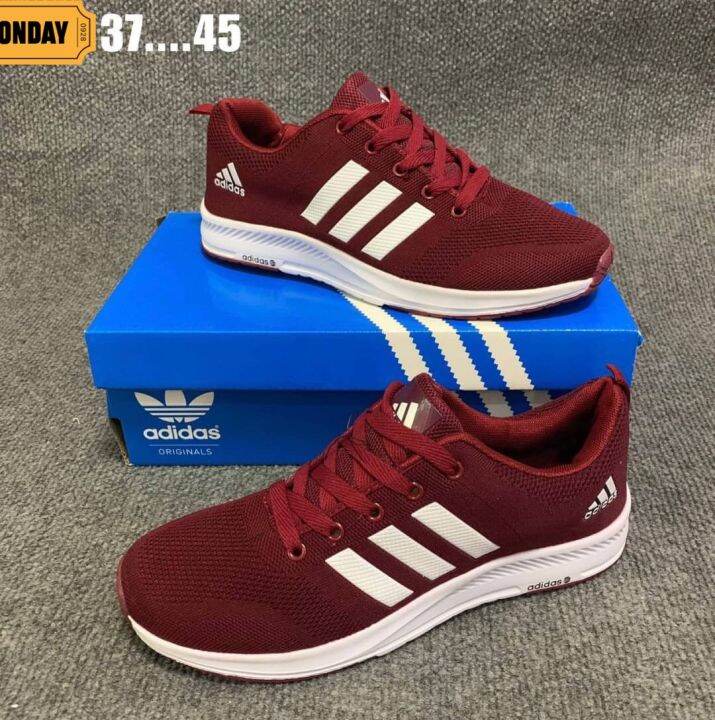 รองเท้าผ้าใบaddidas-สีแดงไวน์-ไซส์-37-45-รองเท้าผ้าใบอาดิดาส-รองเท้าผ้าใบผู้ชาย-รองเท้าผ้าใบผู้หญิง-รองเท้าลำรอง-รองเท้า