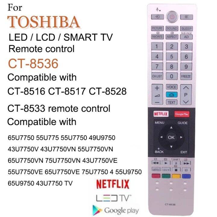 toshiba-ledlcdsmart-เปลี่ยนการควบคุมระยะไกล-ct-8536-เข้ากันได้สำหรับ-ct-8516-ct-8522-ct-8068โดยไม่ต้องฟังก์ชั่นเสียง