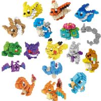 Pokemon Micro Building Blocks Snorlax Blastoise Gengar Charmander Bulbasaur Pikachu Mini Brick Figures Blocks for Kids Toys gift