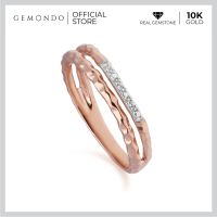 Gemondo แหวนทองคำแท้ 10K สีโรสโกลด์ ประดับเพชรแท้ (Diamond)