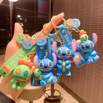 Disney Anime Figure Lilo & Stitch Keychain Cartoon Stitch Model Pvc Bag  Pendant Car Keyring Kids Toys Boys Girls Keychain Gifts