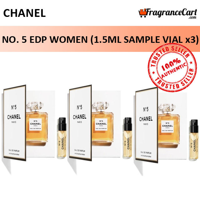 Chanel No. 5 EDP for Women (1.5ml Sample Vial x3) Eau de Parfum N°5 No 5  [Brand New 100% Authentic Perfume/Fragrance]