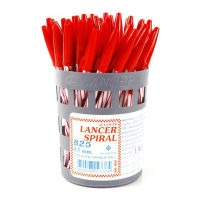 แลนเซอร์ ปากกาปลอก #Spiral 825 0.5 มม. หมึกสีแดง x 50 ด้าม / LANCER Ball Pen #Spiral 825 0.5 mm Red Ink x 50 Pcs