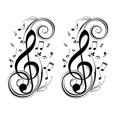 2X Beat Note Music Wall Art Stickers,Vinyl Wall Stickers Music Decor,Graphic Art Musical Home Decoration(Black)77X45cm
