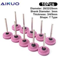 10Pcs Ceramic Grinding Head T-shaped Mounted Buffing Polishing Stones Abrasive Wheel Dremel Die Grinder Tool For Metal Cleaning Tools