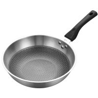 Non-Stick Pan 28cm Stainless Steel Stir Fry Pan with Helper Handle Honeycomb Bottom Cookware Flat Dishwasher Kitchen Accessories