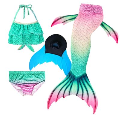 【Ready Stock】2022 NEW Fancy Mermaid Tails for Kids Girls Swimming Suit as Mermaid Cosplay costumes for Christmas Gifts swimwear tail monofin f