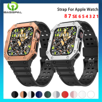 แถบฐาน Ricspal Miller Band + เคสสำหรับ Apple Watch 40Mm 44Mm 42MM 41MM 45MM สายซิลิโคนใสสำหรับ I Watch 8 7 6 SE 5 4 3ฝาครอบป้องกันเข็มขัด