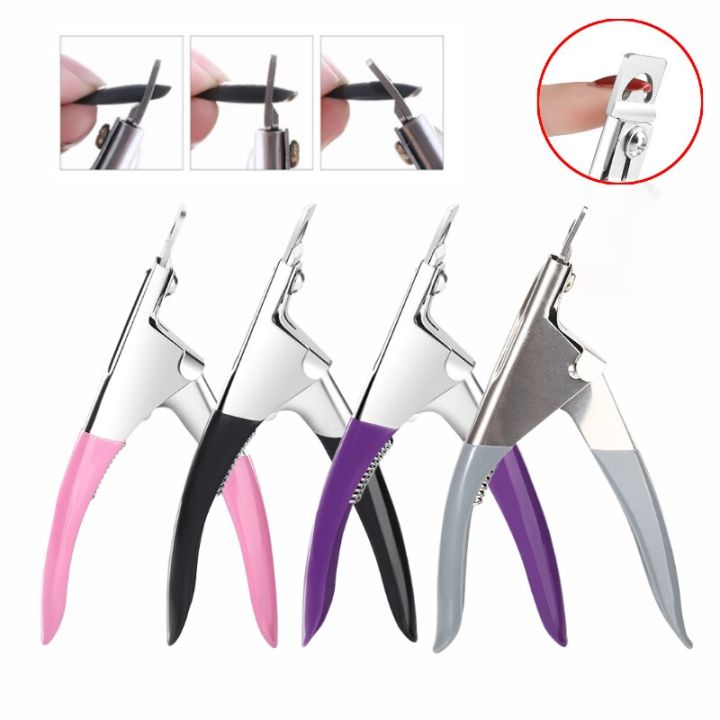 fake-nail-cutter-type-u-word-false-tips-professional-nail-clippers-straight-edge-cutters-manicure-pliers-guillotine-nail-capsule