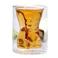 Rose Shape Double Wall Bilayer Heat Resistant Wine Glass Cocktail Flip Liquor Cup Vaso Household Bar Lover Gift