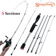 Sougayilang Cần Câu 5 Phần Xoay Cần Câu Sợi Carbon EVA Xử Lý Xoắn Cần Câu