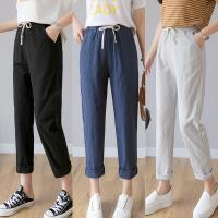 Cotton Linen Ankle Length Pants Women Spring Summer Casual Trousers Pencil Casual Pants Harem Womens Trousers High Waist Bottom