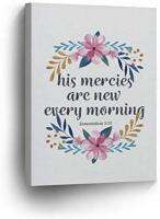 Lamentations เมตตาของเขาเป็นใหม่ทุกเช้าอ้างกำแพงพระคัมภีร์ศิลปะพระคัมภีร์ไบเบิลผ้าใบไอเดียของขวัญรูปแต่งบ้าน