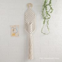 กระเช้าดอกไม้แขวนแขวนผ้าม่านผ้า Macrame สุดหรูงานฝีมือแบบโบฮีเมียนทอมือสำหรับตกแต่งตกแต่งห้องนั่งเล่น