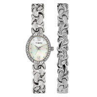 TIMEX TW2T49700 Womens Analog Silver-tone Bracelet Set นาฬิกาข้อมือผู้หญิง สีเงิน