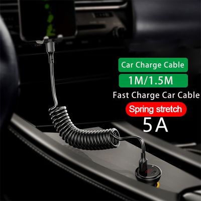 5A 66W Spring Car Fast Charging USB Type C Cable For Xiaomi POCO Huawei Samsung Honor Cell Phone Accessories For iPhone Micro 3A