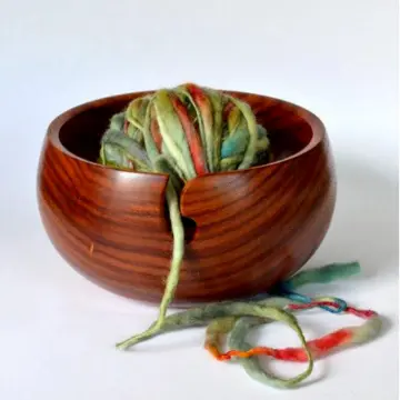 Wooden Yarn Bowl With Lid Handmade Wool Storage Bowl For Knitting Needle  Organizer Holder Crochet Sewing