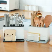 New Sponge Holder Standing Chopsticks Spoon Shelf Plastic Storage Container Tableware Drain Drying Rack Kitchen Accessories