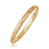 กำไลข้อมือทองคำแท้ 14k ลายสาน (เวลาจัดส่ง 7-10 วัน) 14k Yellow Gold Domed Bangle with a Weave Motif