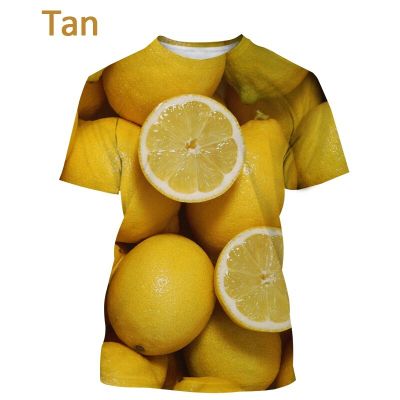 ฤดูร้อนมะนาว 3D ทาสีเสื้อยืดผู้ชายใหม่แฟชั่นลำลองผลไม้ T เสื้อฮาราจูกุฮิปฮอปแขนสั้น Streetwear ด้านบน