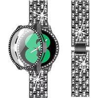 Galaxy Watch4 Metal Strap Case for Samsung Watch 4 40mm 44mm Wrist Band Diamond Shiny Stainless Steel Bracelet and Caver