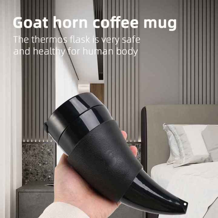 goat-horns-coffee-mug-230ml-stainless-steel-vacuum-cup-thermos-flask-tea-cups-travel-couple-water-bottle-with-rope