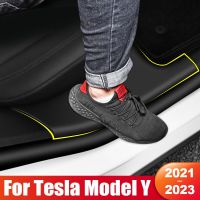 For Tesla Model Y 2021 2022 2023 Rear Door Sill Protective Pad Cover Guards Threshold Fit Original Car Anti Kick Mat Accessories