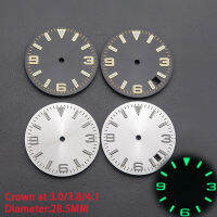 28.5มม. สีดำสีขาวนาฬิกา Dial สีเขียว Luminous Fit Seiko NH35 NH36 7S26อัตโนมัติ Fit Seiko นาฬิกา Crown At 3.83.04