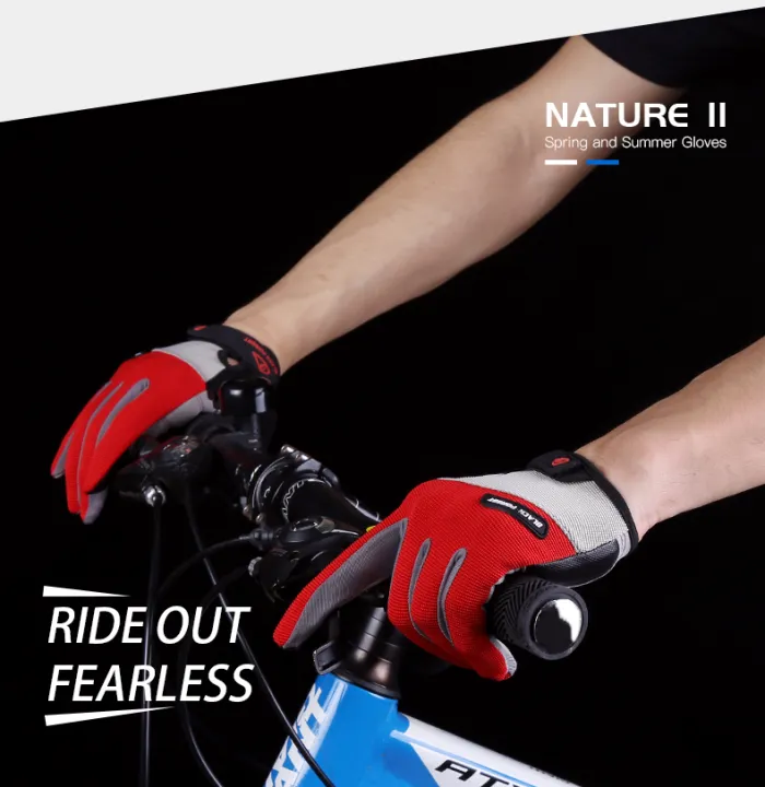 kyncilor-mtb-ถุงมือขี่จักรยานเต็มนิ้วผู้ชายระบายอากาศกันกระแทก-nonslip-ขี่จักรยาน-touchscree-กีฬาจักรยานหนัง-pu-นวม