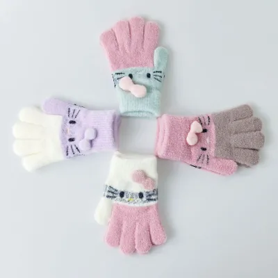 Kawaii Hello ถุงมือสำหรับเด็กผู้หญิงอุ่นมือน่ารักฤดูหนาว Sanrio อุปกรณ์เสริม Kwai วันเกิดคริสต์มาส Gifts