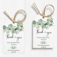 【YF】 Thank You Tags Printable Wedding Favor Tags Baby shower Editable Watercolor Eucalyptus Leaves