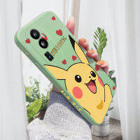 เคส PMP สำหรับ OPPO Reno10 Pro + 5G การ์ตูนน่ารัก Pikacu Pokémn ออกแบบโปเกมอนด้านข้างโทรศัพท์ดีไซน์ขอบสี่เหลี่ยมรูปแบบของเหลวปลอกซิลิโคนคลุมทั้งหมดกล้องป้องกัน